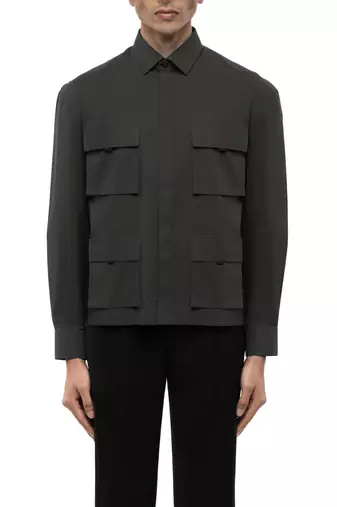 Grey plain cotton stretch shirt