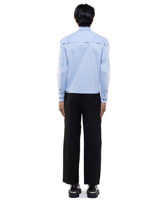 Blue plain cotton shirt 3