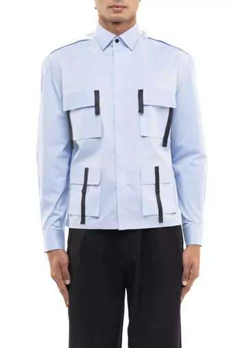 Blue plain cotton shirt
