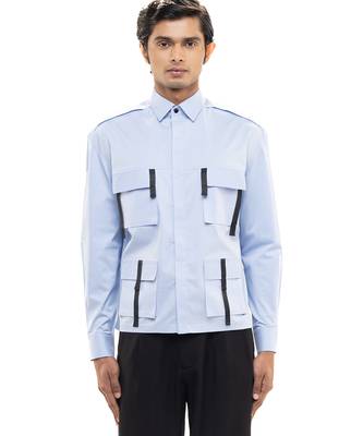 Blue plain cotton shirt 5