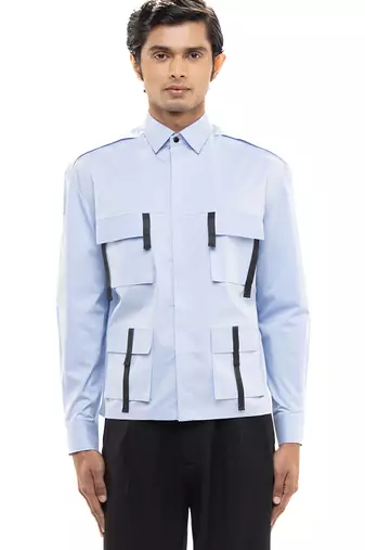 Blue plain cotton shirt
