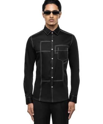 Black plain cotton shirt 6