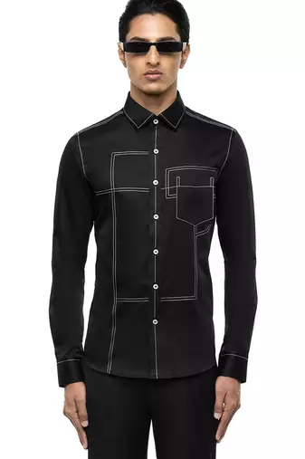 Black plain cotton shirt