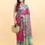 pink cotton silk blend saree with red & green border