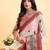 elegant white cotton silk blend saree with red & green border