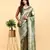 green banarasi silk blend saree with rich floral zari weaving