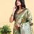 green banarasi silk blend saree with rich floral zari weaving