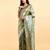 green banarasi silk blend saree with rich floral zari weaving