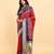 red banarasi silk blend saree with rich floral zari weaving