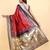 red banarasi silk blend saree with rich floral zari weaving