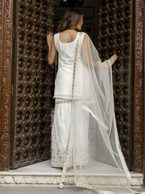 Georgette Embroidery work Kurta Sharara Set with Dupatta Kurta Set for Women 2
