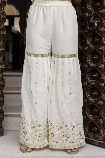 Trendmalls Georgette Embroidery work Kurta Sharara Set with Dupatta Kurta Set for Women