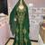 Emerald Green Moroccan Stitched Kaftan with Golden Hand Embroidery & Dupatta