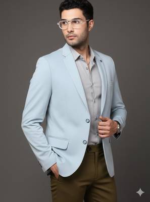 men's blue slim fit single breasted blazer 6