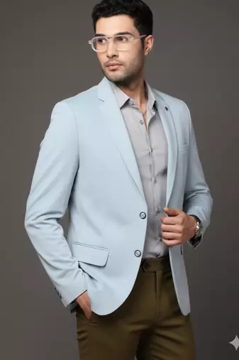 men's blue slim fit single breasted blazer