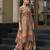Brown chinon chiffon floral printed a-line kurta with palazzo & printed dupatta