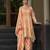 Peach chinon chiffon floral printed a-line kurta with palazzo & printed dupatta