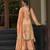 Peach chinon chiffon floral printed a-line kurta with palazzo & printed dupatta