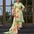 Green chinon chiffon floral printed a-line kurta with palazzo & printed dupatta