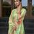 Green chinon chiffon floral printed a-line kurta with palazzo & printed dupatta