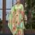 Green chinon chiffon floral printed a-line kurta with palazzo & printed dupatta