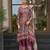 Maroon chinon chiffon floral printed a-line kurta with palazzo & printed dupatta