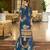 Teal blue pure chinon chiffon floral printed straight kurta with comfort fitting pant & printed dupatta