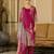 Magenta pure chinon chiffon floral printed straight kurta with comfort fitting pant & printed dupatta