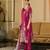 Magenta pure chinon chiffon floral printed straight kurta with comfort fitting pant & printed dupatta