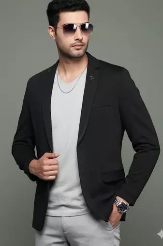 men's black slim fit single breasted blazer