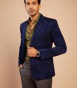 Men'S Blue Velvet Blazer