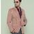 s/b collar two button round striped blazer for men (brown)