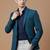 Men's single-breasted regular fit deep sea blue blazer with lapel pin