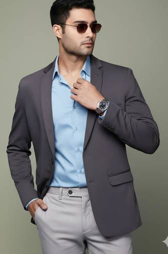 men's charcoal slim fit single breasted blazer