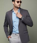 men's charcoal slim fit single breasted blazer
