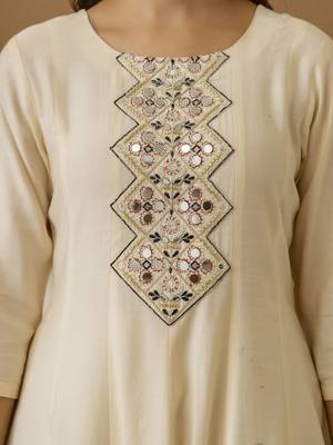Art Silk Hand Work Embroidery Anarkali Kurta Pant with Printed Dupatta Set 4