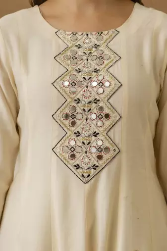 Trendmalls Art Silk Hand Work Embroidery Anarkali Kurta Pant with Printed Dupatta Set