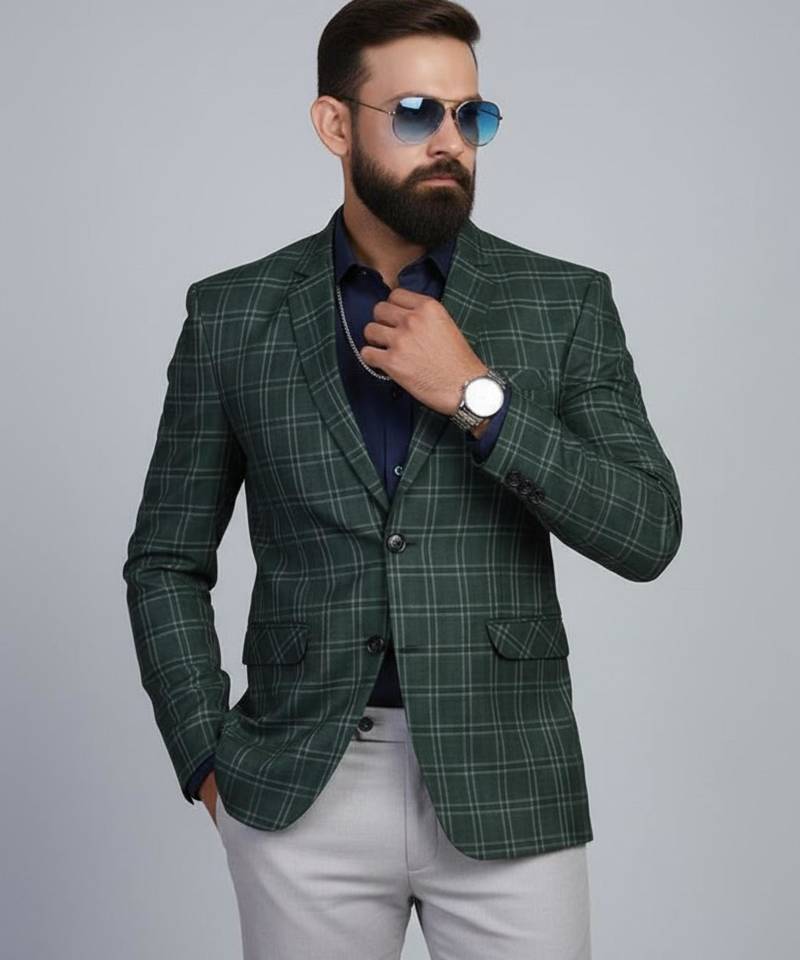 Tahvo men tweed green check blazer