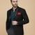 Black Plain Cotton Poly Blazer For Men