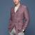 Men's lavender single-breasted slim-fit blazer with belted waist