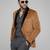 Brown Plain Velvet Blazer For Men