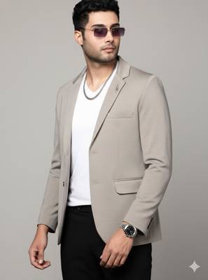 men's grey slim fit single breasted blazer 1