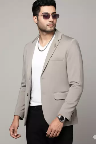 men's grey slim fit single breasted blazer