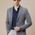 Men's grey single-breasted regular fit blazer in premium knitted fabric with lapel pin