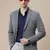 grey single-breasted regular fit blazer in premium knitted fabric with lapel pin