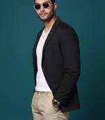 men's black slim fit single breasted blazer