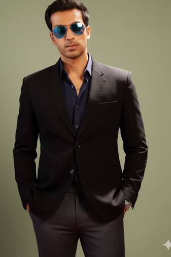 Men'S Black Silk Blend Blazer
