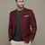 Maroon Plain Cotton Poly Blazer For Men