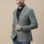 Men's green double-breasted regular fit blazer with white chex