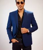 Navy Blue Silk Blend Blazer